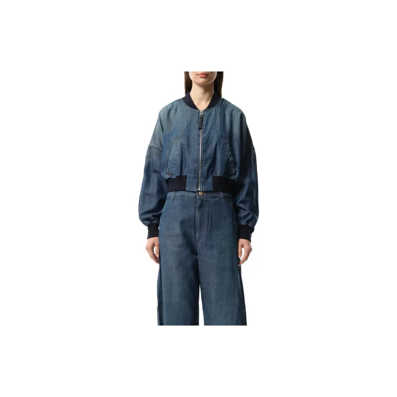 LOEWE Denim Bomber Jacket 'Washed Blue'-2