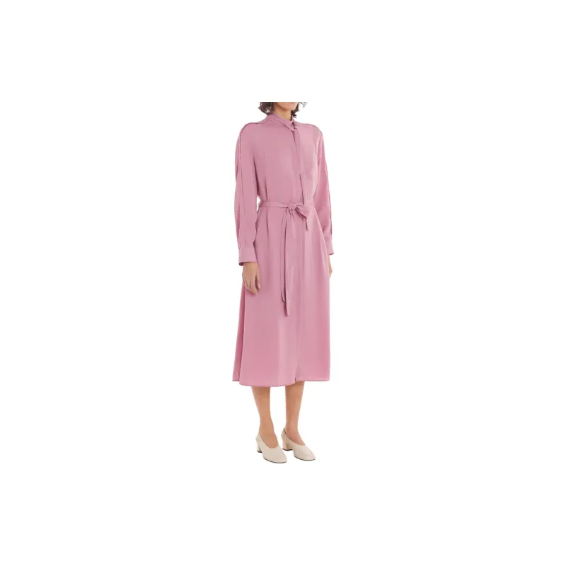 Maison Kitsune Tied Neck Belted Midi Shirt Dress-3
