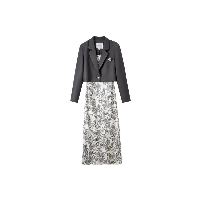 SENTUBILA Business Suits Women's Gray With Multicolor-6