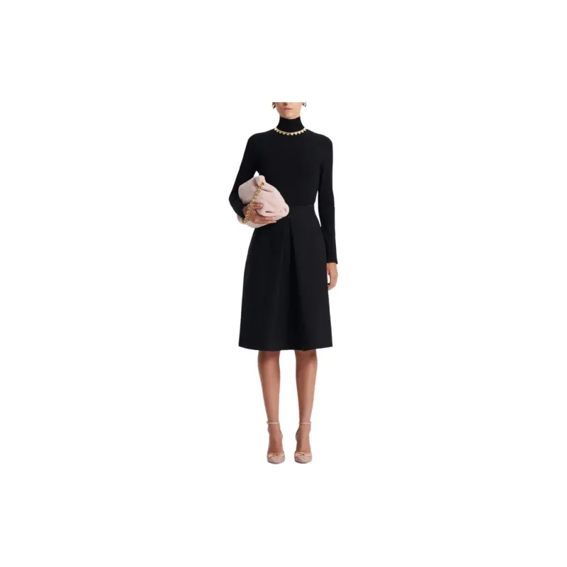 SCANLAN THEODORE Micro Knit Long Sleeve Sweater Knitwear Women's BLACK/Black-1