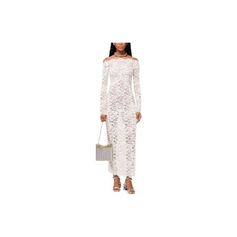 Paco Rabanne Floral-lace Bardot-collar Dress-1