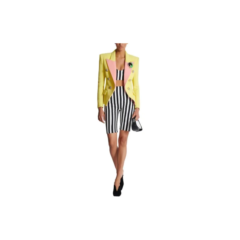 BALMAIN Stripe print High waisted Shorts-1