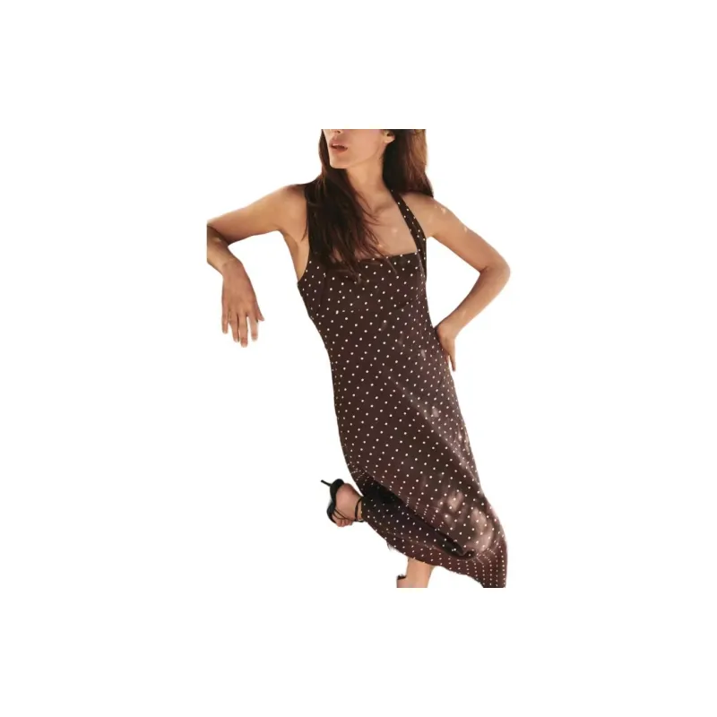 ZARA Sleeveless Dress Women's Brown-3