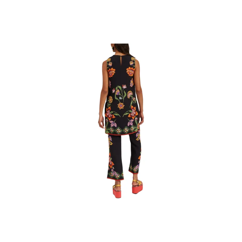 La DOUBLEJ. Folk Flowers Nero Placée In Stretch Jersey T-Shirt Women's Black-3