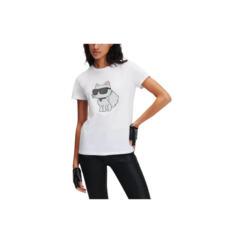 KARL LAGERFELD / Karl Lagerfeld Jeans Ikonik 2.0 Choupette Embellished Crewneck T-Shirt-1