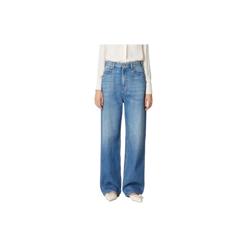 Valentino Logo Patch Wide Leg Jeans-1