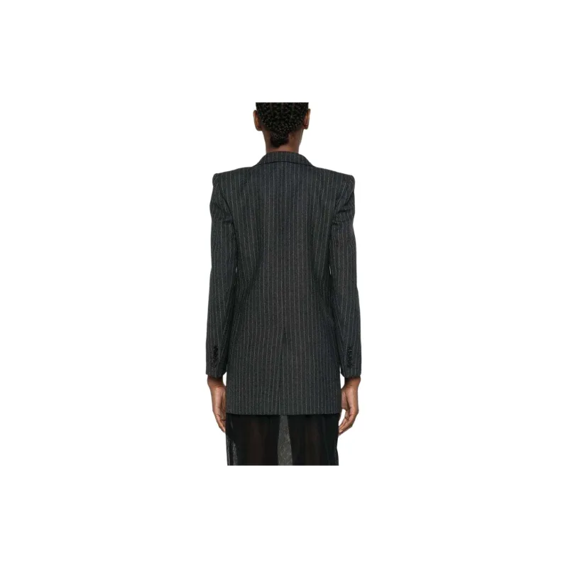 SAINT LAURENT Single Breasted Striped Blazer-2
