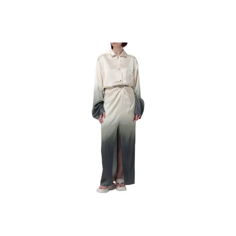NANUSHKA Jelmer Ombré-effect Satin Shirt-3