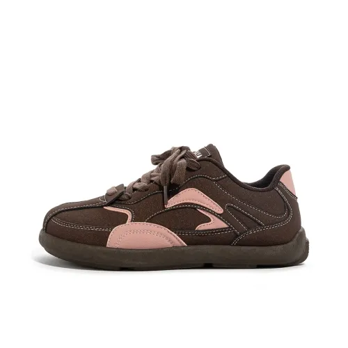BABAYA KIDS Anti Slip Wear Resistant Low Top Skateboard Shoes Women's Brown Pink
