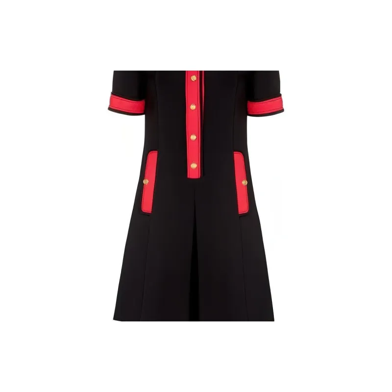 GUCCI Short Sleeved Dresses Women's Black Red-4
