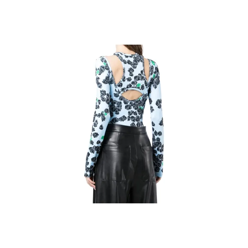 NATASHA ZINKO Rose print Long sleeved Bodysuit-3