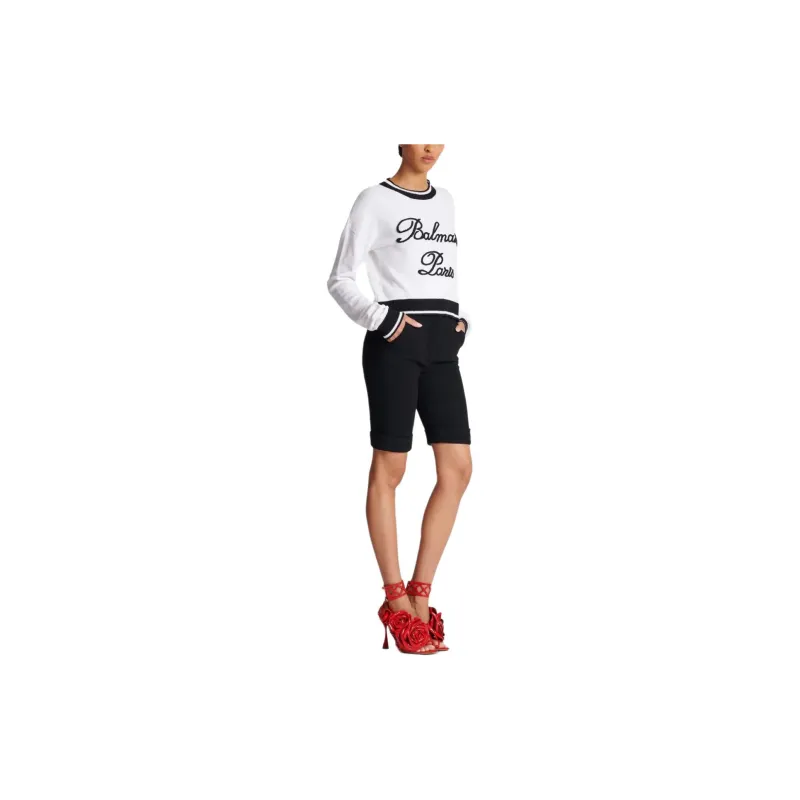 BALMAIN Logo embroidered Crew neck Jumper-3