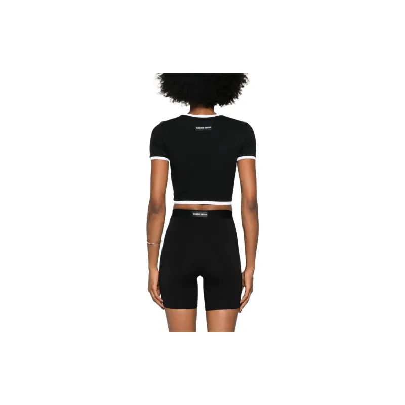 Marine Serre Contrasting trim Ribbed T shirt-2