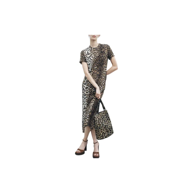 ZARA Short Sleeved Dresses Women's Leopard Print-2
