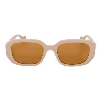 GUCCI Acetate Irregular Shape Sunglasses Women's Brown
