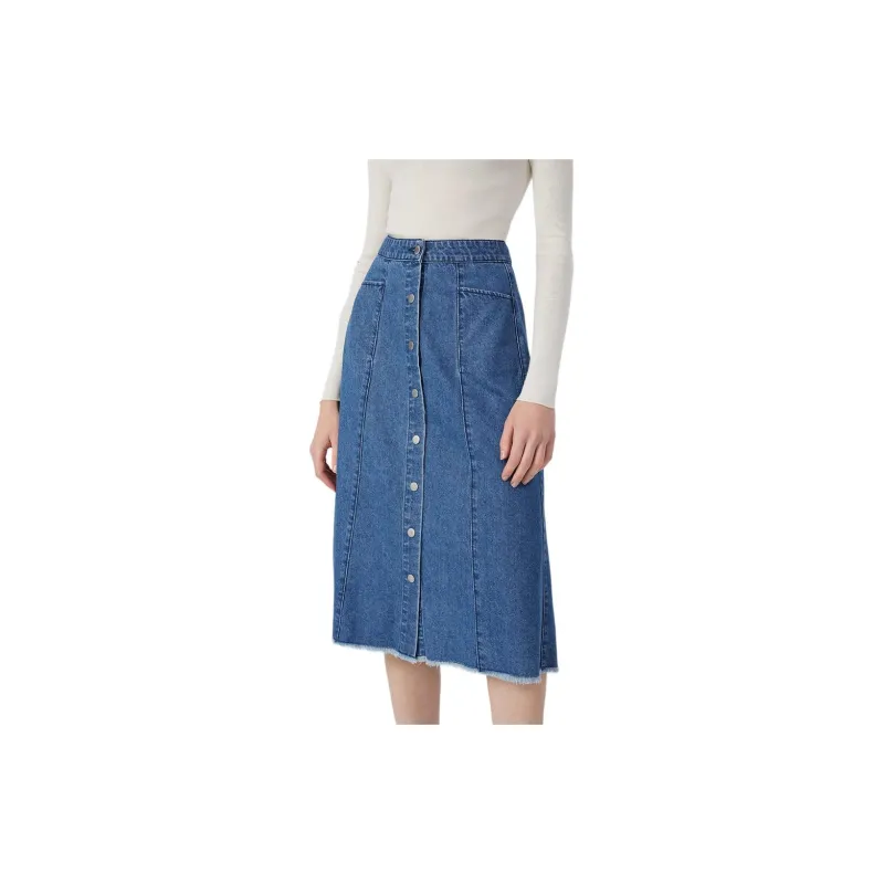 Hush Puppies Denim Long Skirts Women's Blue-1