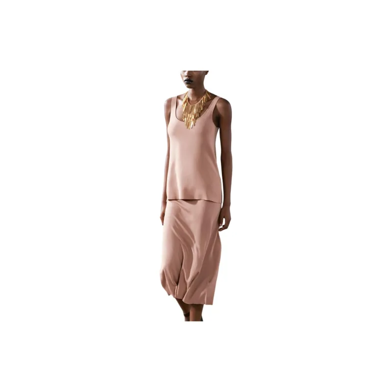 ZARA Casual Long Skirts Women's Light Pink-4