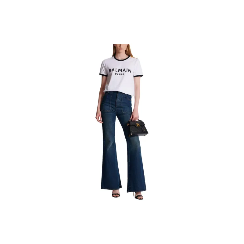 BALMAIN 3-Button Logo-print Cotton Top-3