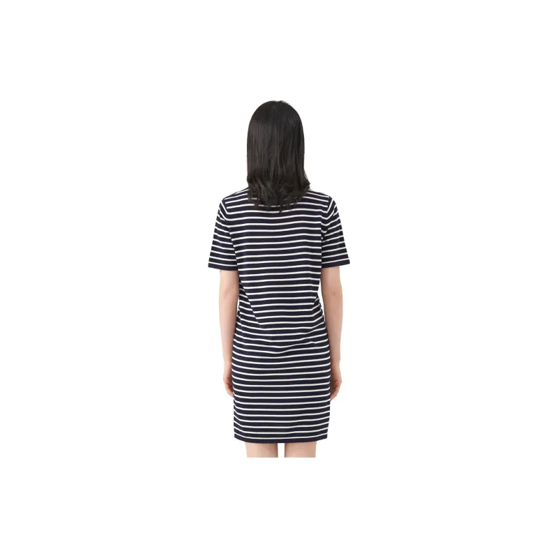 H YXIANG Short Sleeved Dresses Women's Navy Blue+Raw White-2