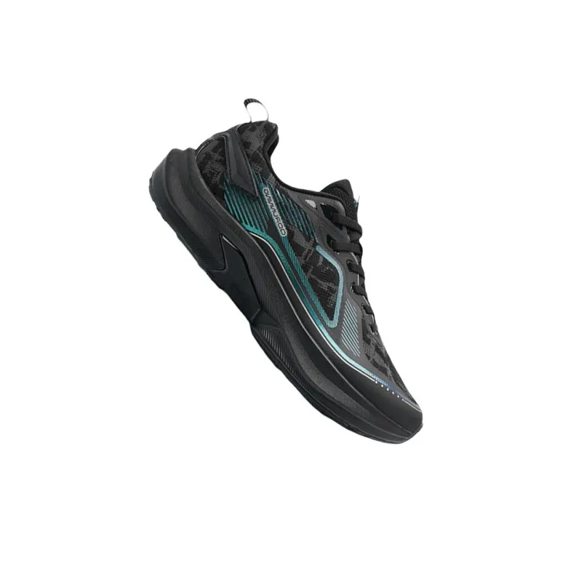 QIAODAN Iridescent 5.0 Cushioning Coverage Rebound Low Top Sprint Running Shoes Men's Black Blue-1
