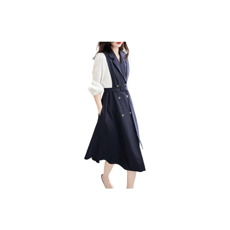 Dme Long Sleeved Dresses Women's Navy Blue-3