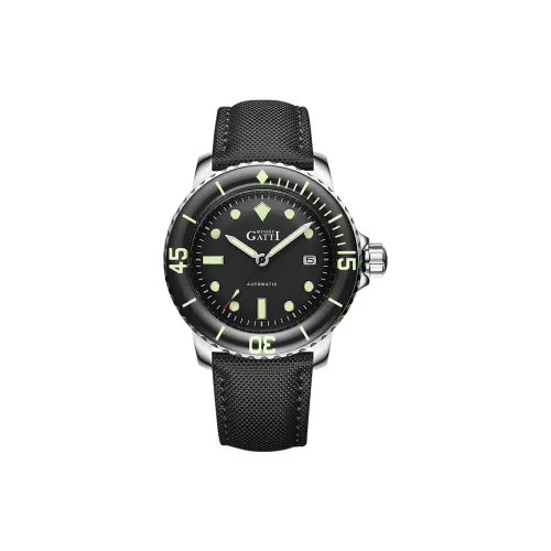 BONEST GATTI Automatic Mechanical Movement Genuine Leather Strap Watch Men's Watches Black Dial