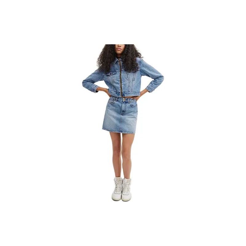 COACH FW23 Denim Short Skirts Women's Light Blue-1