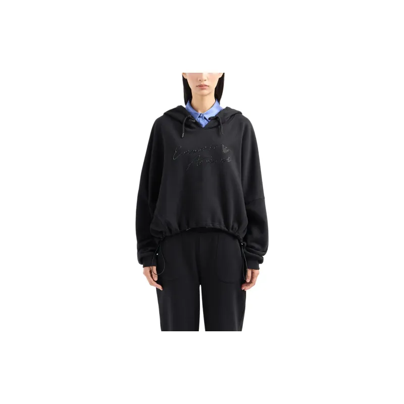 EMPORIO ARMANI Asv Hooded Sweatshirt With Shiny Rubberised Logo In Organic French Terry-1