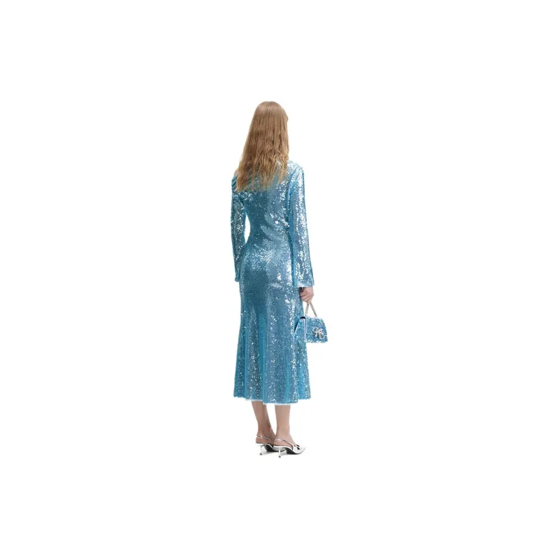 Self portrait Long Sleeved Dresses Women's Misty Blue-1