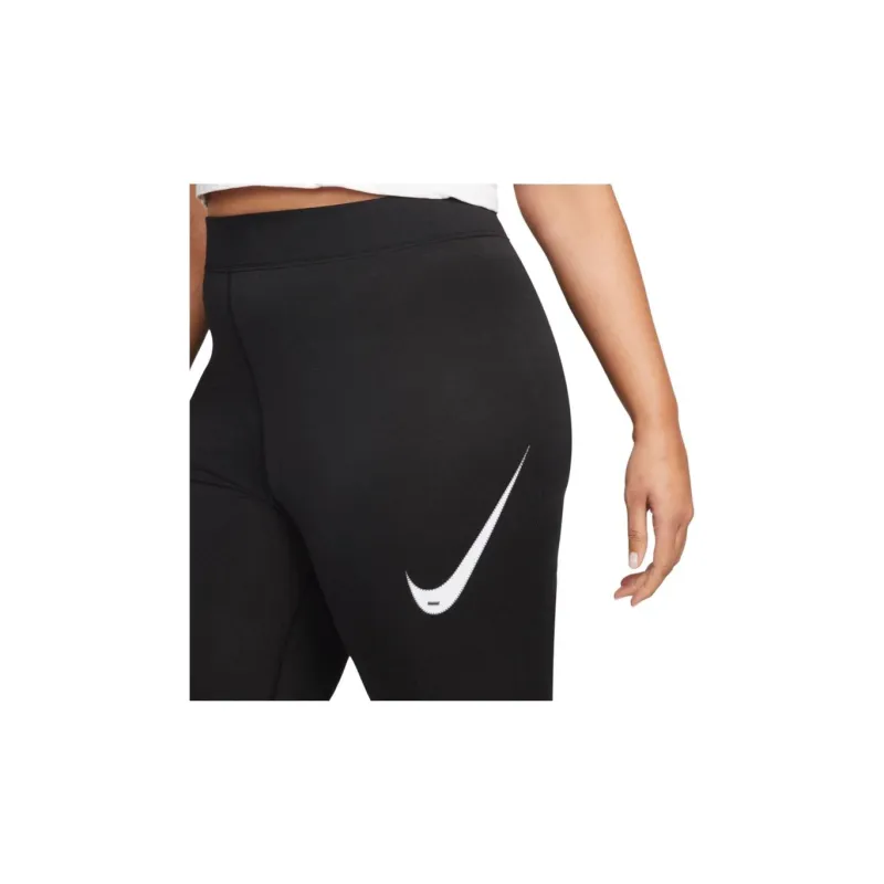 Nike Women's Swoosh High Rise Leggings Black/Black/White-6