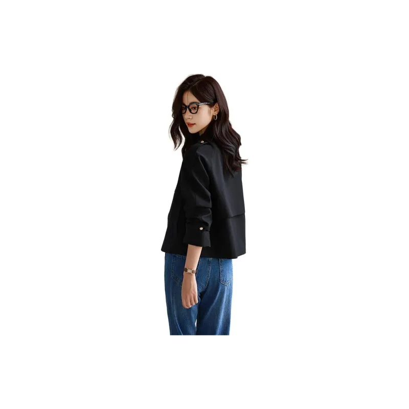 Yi Mengyuan Cropped Trench Coat Women's-6