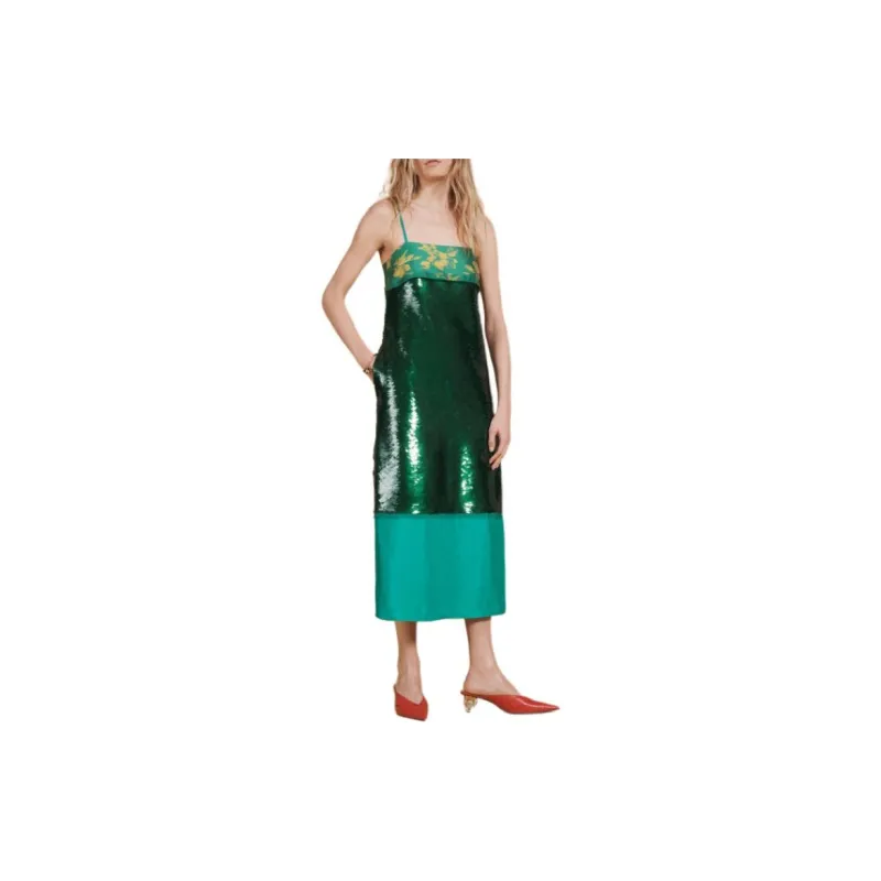 ZARA Slip Dresses Women's Green-2