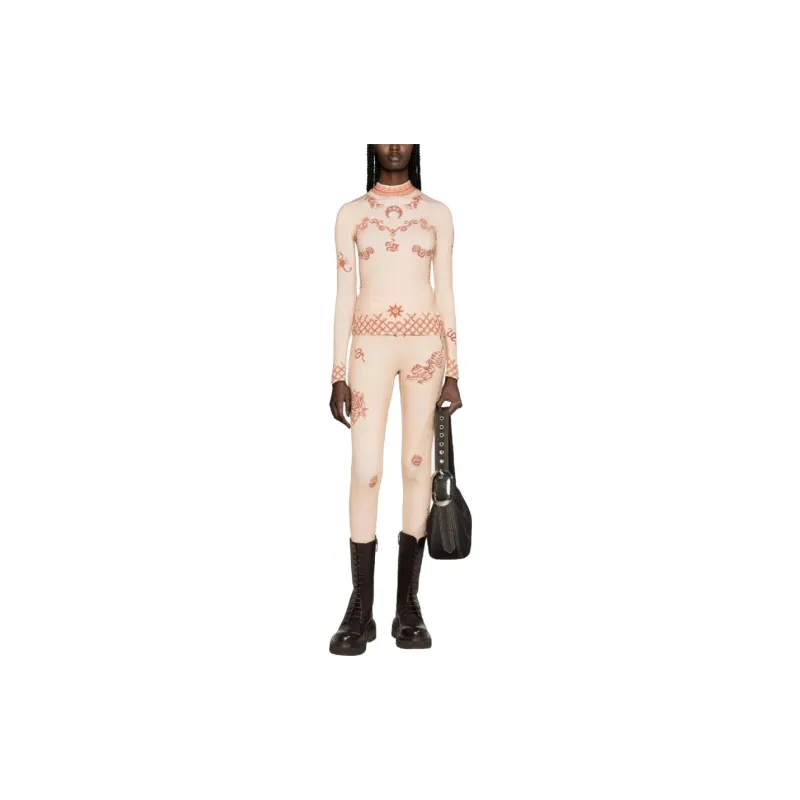 marine serre Regenerated Henna-print Leggings-1