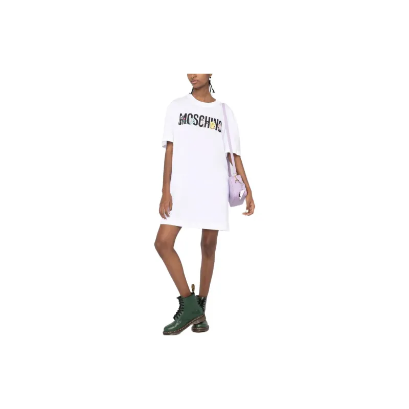 MOSCHINO Short Sleeved Dresses Women's White-1