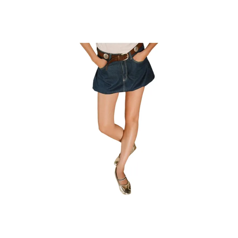 ZARA Trf Denim Short Skirts Women's Blue-3