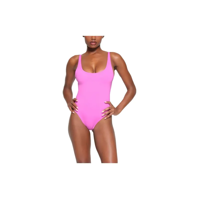 SKIMS SIGNATURE SWIM SCOOP NECK ONE PIECE One-piece Swimsuit Women's NEON ORCHID/Neon Orchid-1
