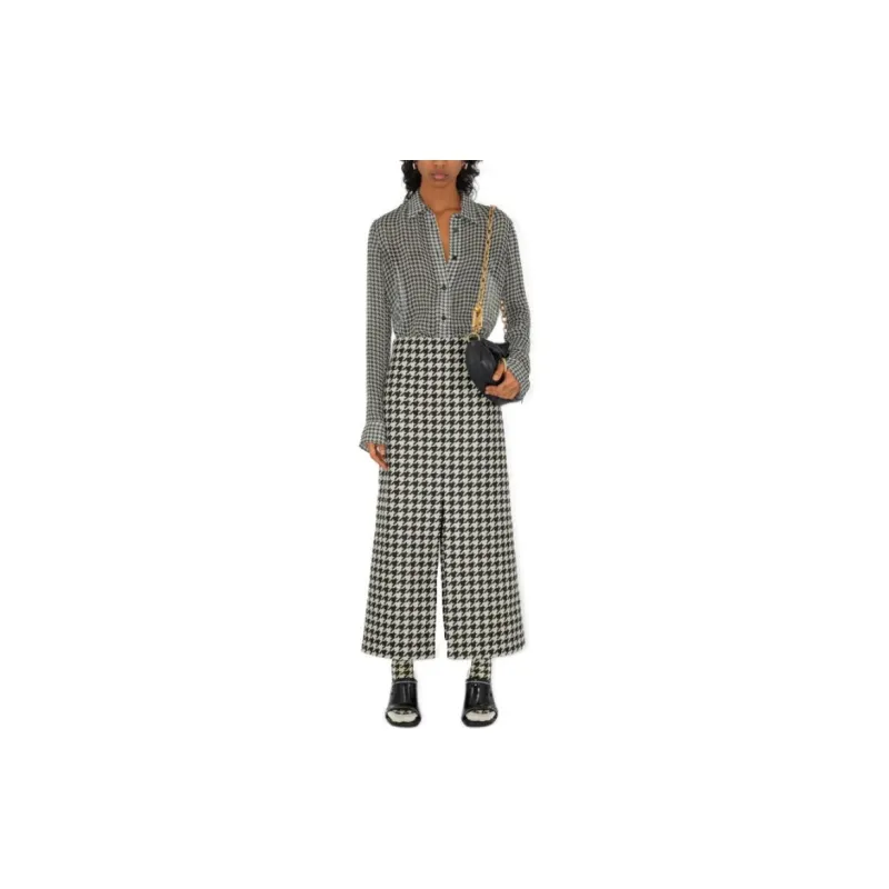 Burberry Houndstooth-pattern Gabardine Cropped Trousers-2