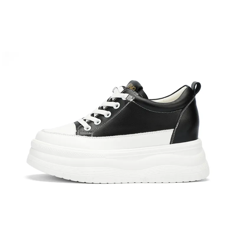 RED DRAGONFLY Small White Shoes Lightweight Height Increasing Low Top Casual Shoes Women's Black Beige-1