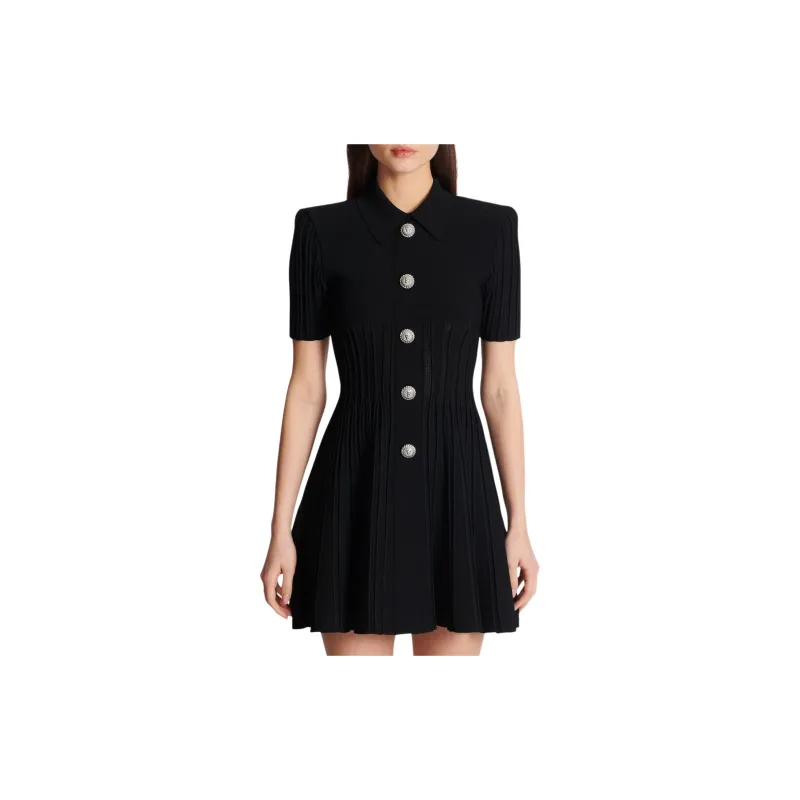 BALMAIN Flared Ribbed knit Minidress-2