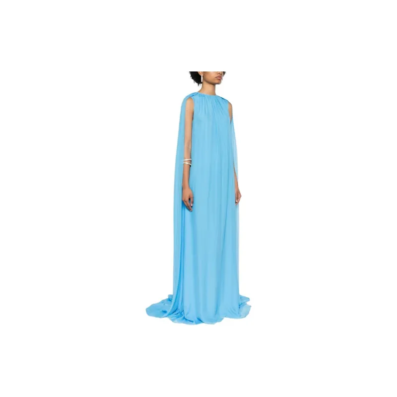 OSCAR DE LA RENTA Draped Silk Maxi Dress-2