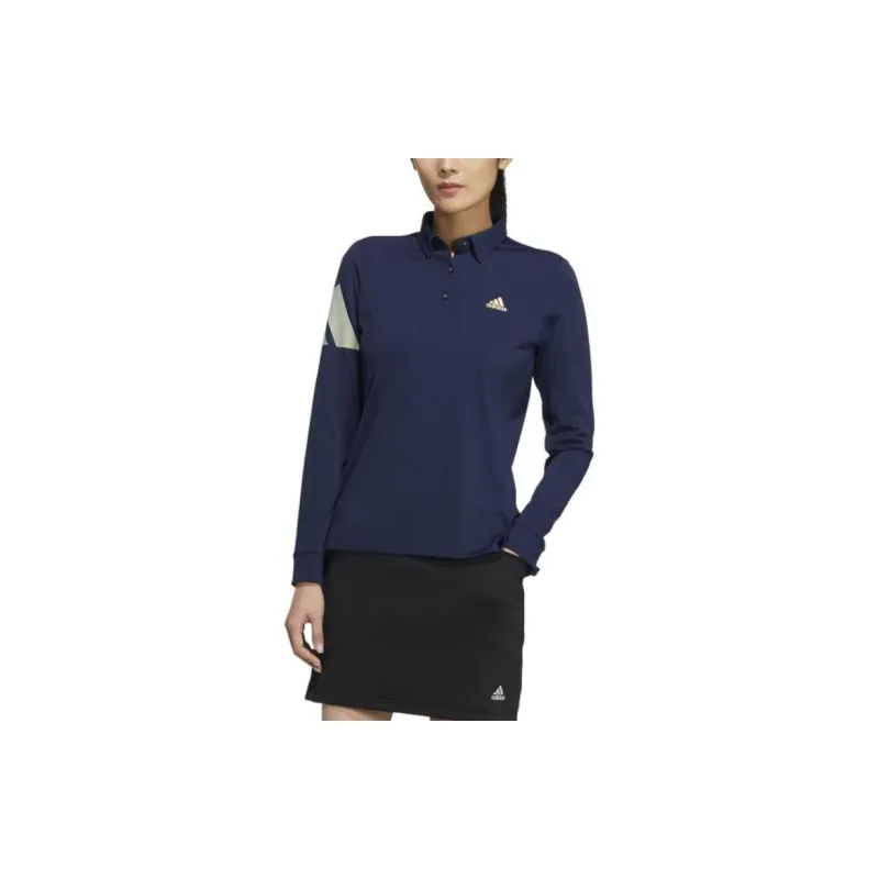 Adidas Aeroready 3-Bar Long Sleeve Polo Shirt Polo Shirt Women's Blue-1