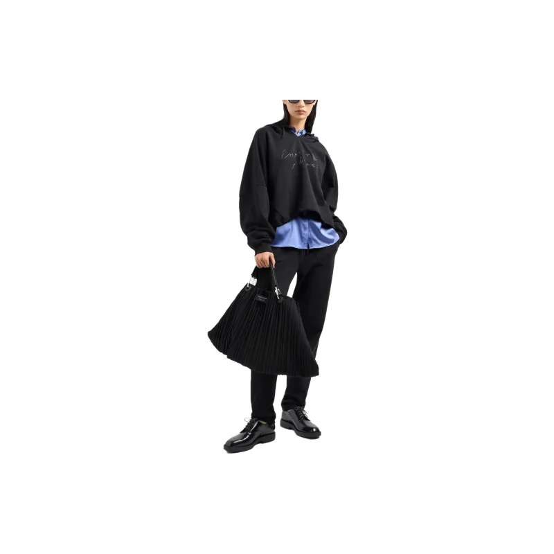 EMPORIO ARMANI Asv Hooded Sweatshirt With Shiny Rubberised Logo In Organic French Terry-3