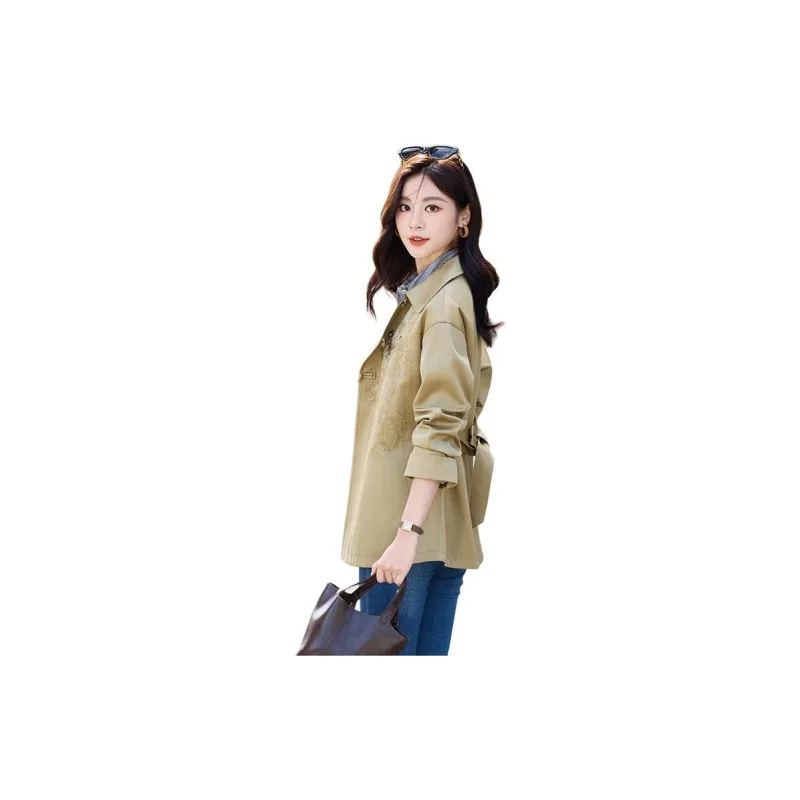 Yi Mengyuan Cropped Trench Coat Women's-12