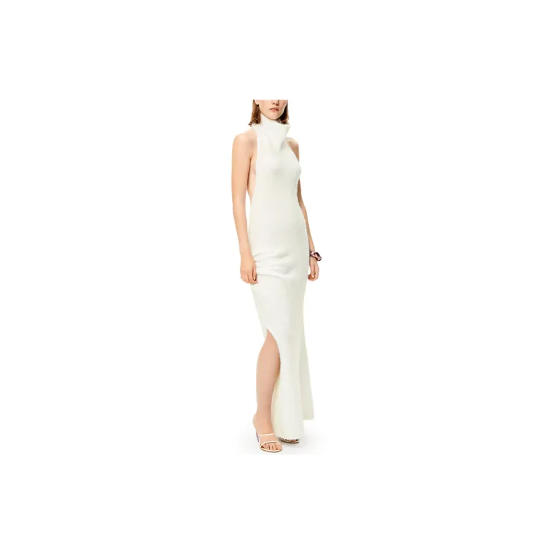 LOEWE Cut Out Knit Dress 'Optic White'-1