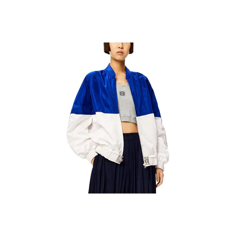 LOEWE Silk And Polyester Bomber Jacket Blue Klein-2