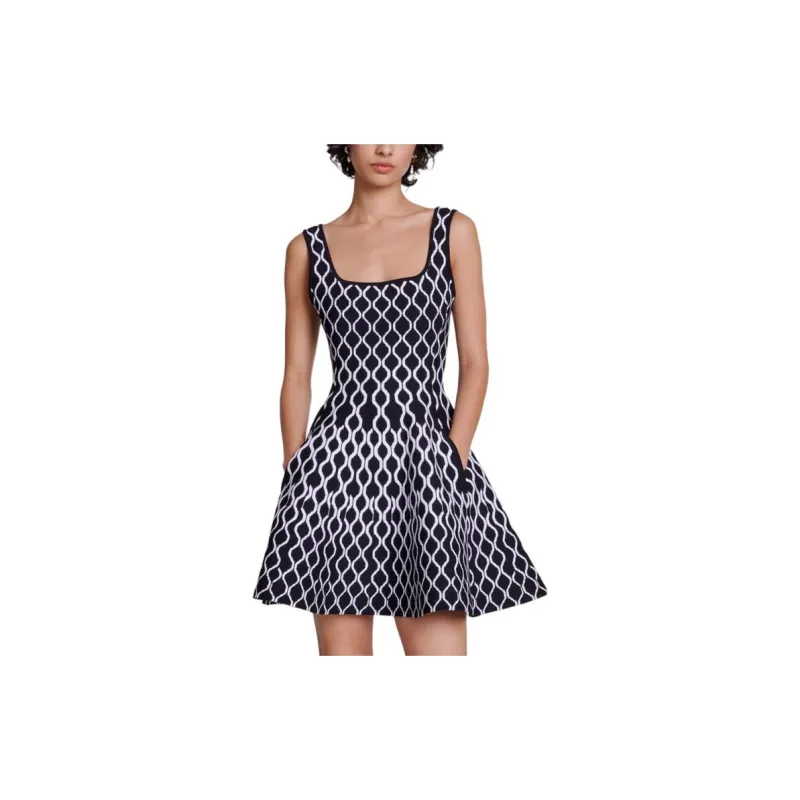 Maje Pattern jacquard Flared Mini Dress-2