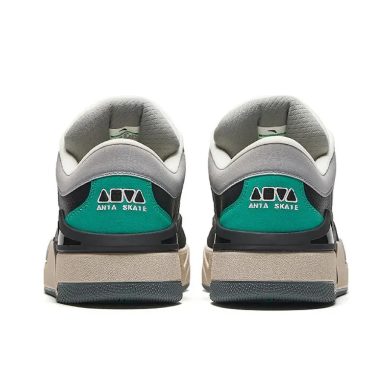Anta Qijie S Anti Slip Wear Resistant Low Top Skateboard Shoes Men's Black White Gray-3