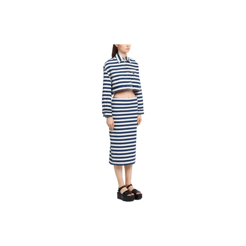 PRADA 2010s Cotton denim Striped Jacket-3