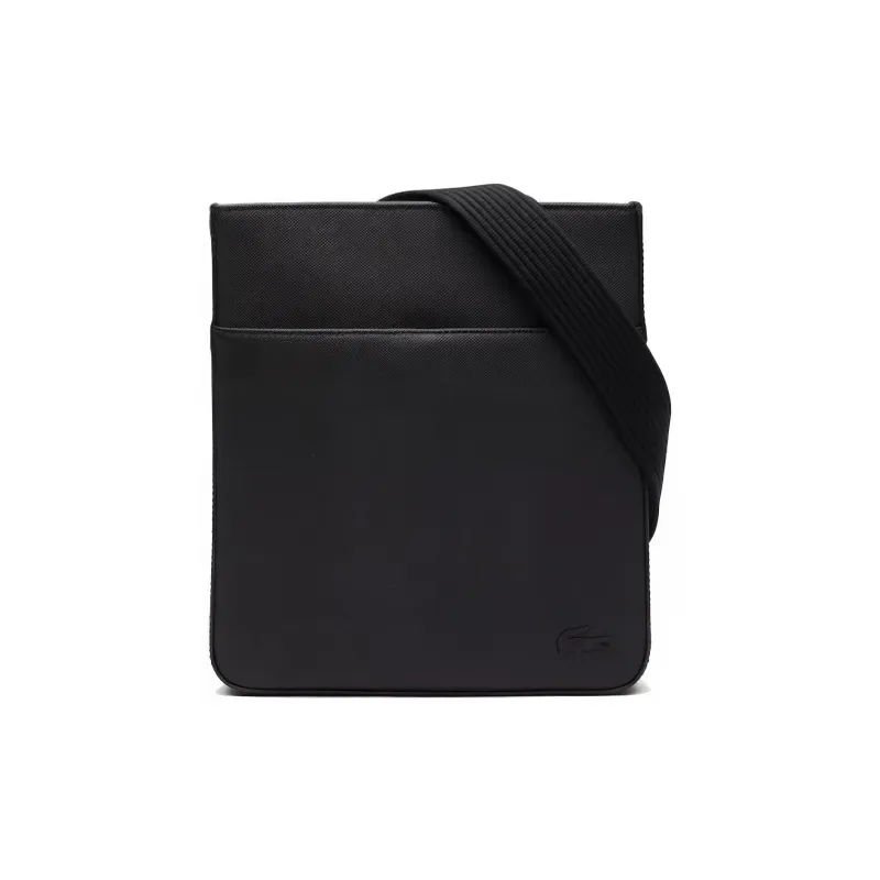 LACOSTE Recycled Canvas With PVC Shoulder Bag, Crossbody Bag Regular Men's Black-0