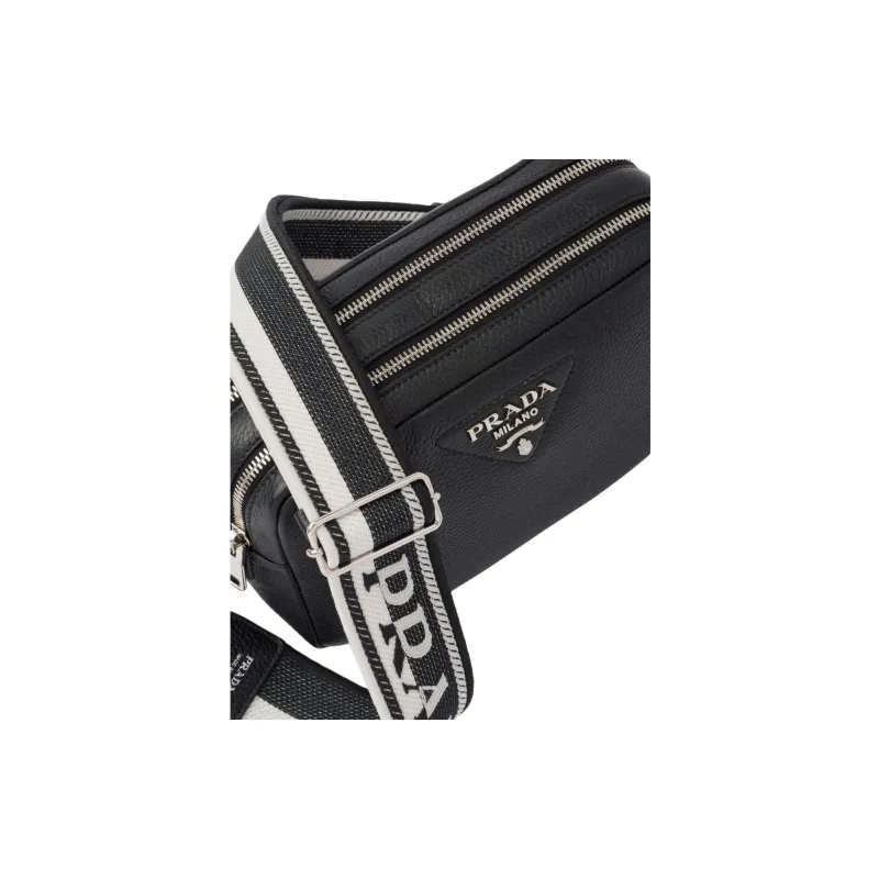PRADA Leather Camera Bag Shoulder Bag Crossbody Bag Women's Black-3